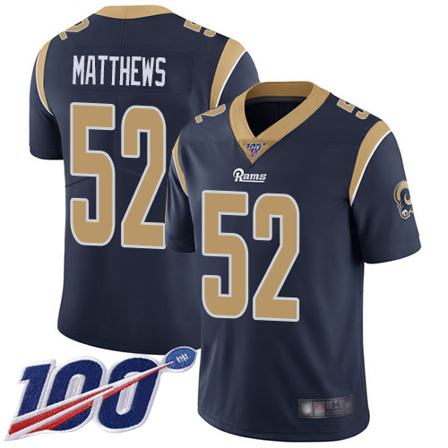 Los Angeles Rams Limited Navy Blue Men Clay Matthews Home Jersey NFL Football #52 100th Season Vapor Untouchable